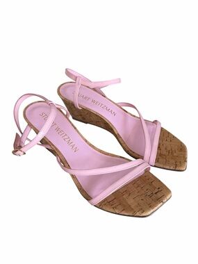Stuart Weitzman Oasis 50 Wedge Sandals Pink Sz 9